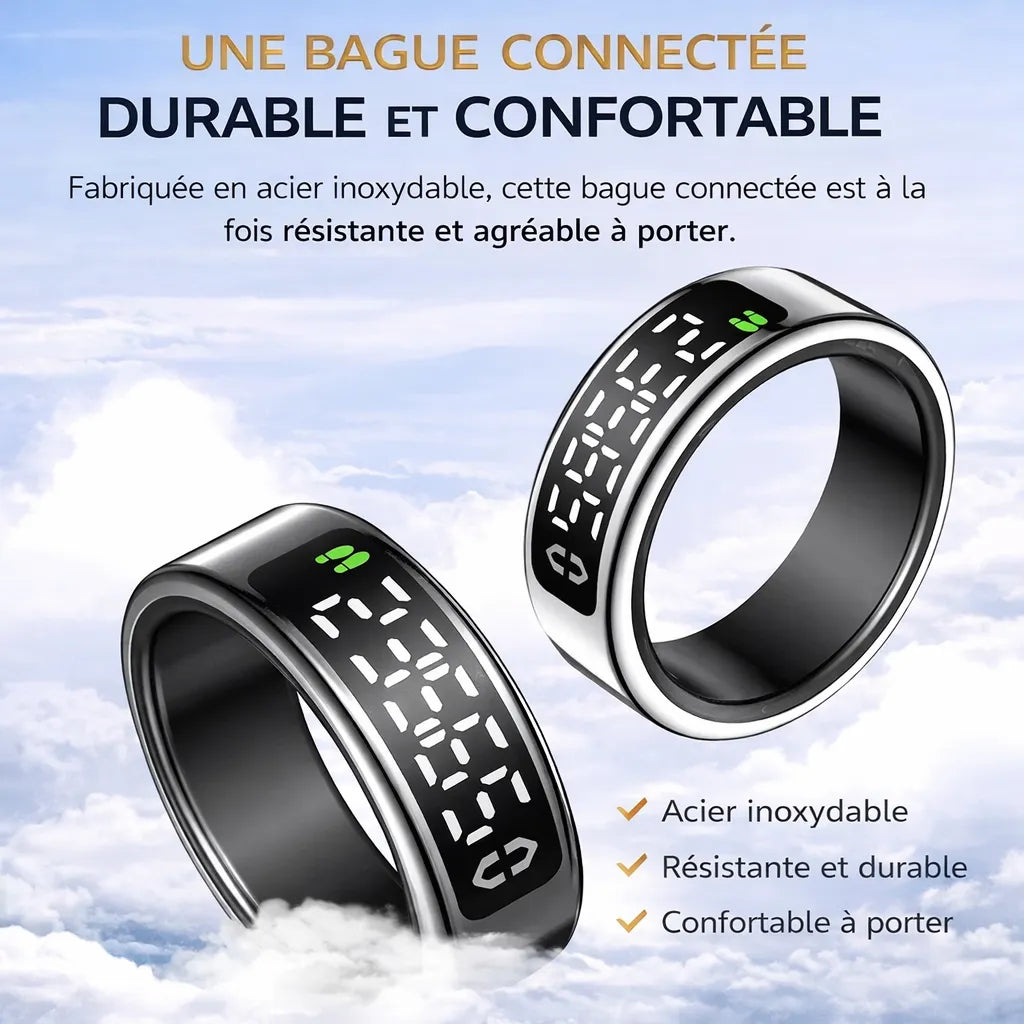 Smart Ring Premium – Fréquence Cardiaque, Sommeil & Contrôle Mobile