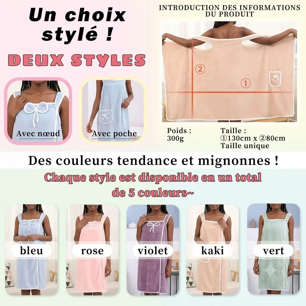 Serviette Enveloppante Femme – Confort Après la Douche