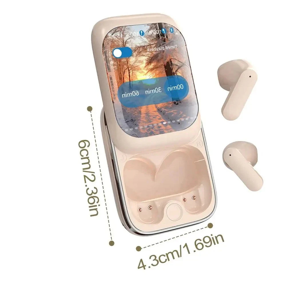 Écouteurs Bluetooth Intelligents Avec Boîtier À Écran HD – Son Clair, Commandes Tactiles & Minuteur Intégré