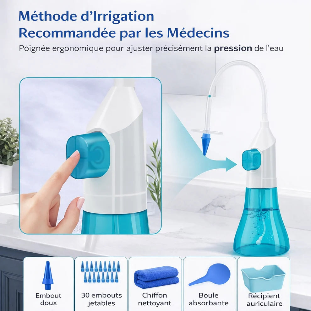 Kit d’Irrigation Auriculaire Professionnel – Nettoyage Efficace et Sans Risque à Domicile