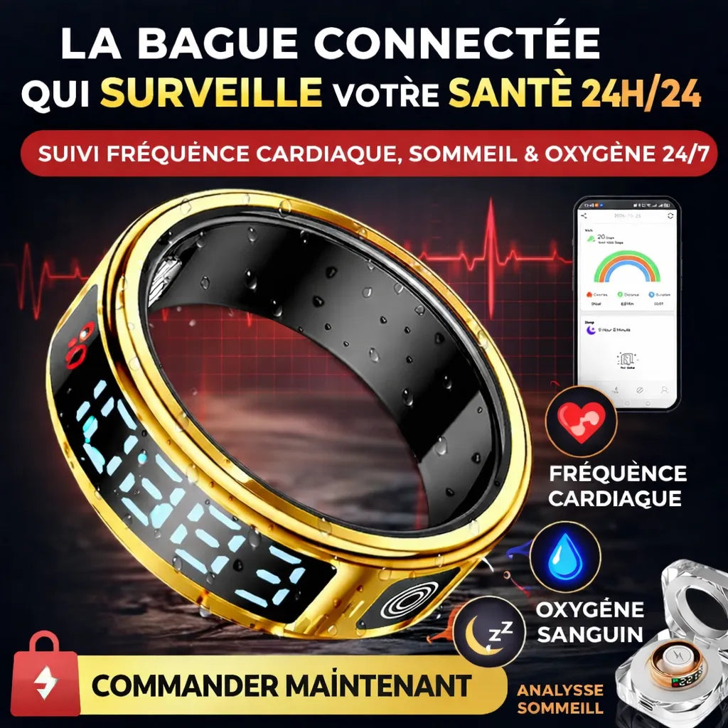Smart Ring Premium – Fréquence Cardiaque, Sommeil & Contrôle Mobile
