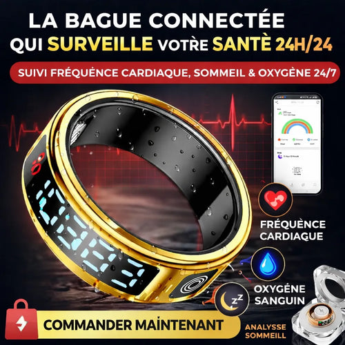 Smart Ring Premium – Fréquence Cardiaque, Sommeil & Contrôle Mobile