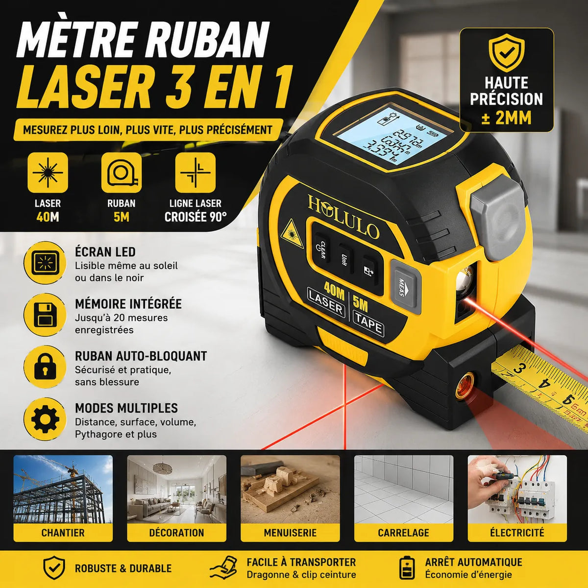 Télémètre Laser Professionnel Multifonction