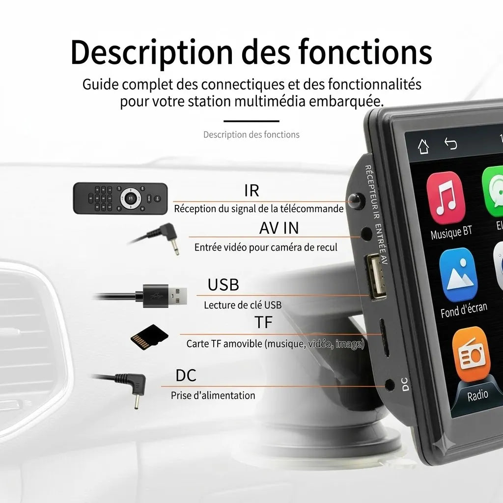 AutoLink Pro™ – Écran Tactile Bluetooth pour Véhicule Avec Caméra de Recul