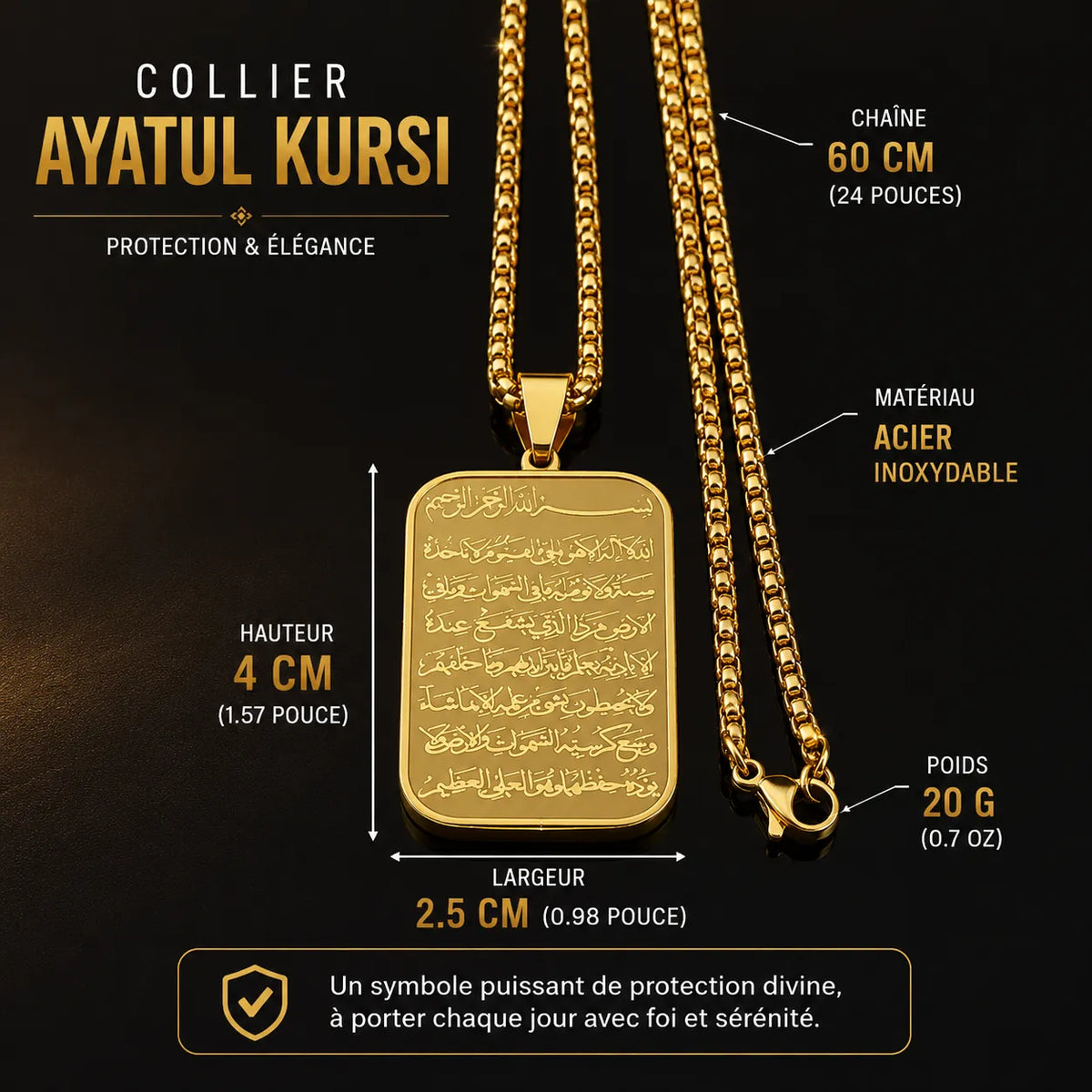 Collier Ayatul Kursi™ – Protection Divine et Élégance