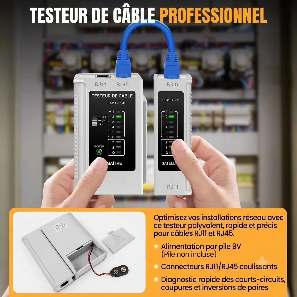 Kit Professionnel Pince à Sertir RJ45 | Sertissage, Coupe, Dénudage & Testeur de Câbles