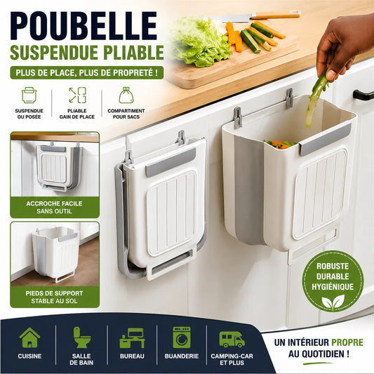Poubelle Suspendue Pliable 3 en 1 – Grande Capacité & Gain de Place pour Cuisine