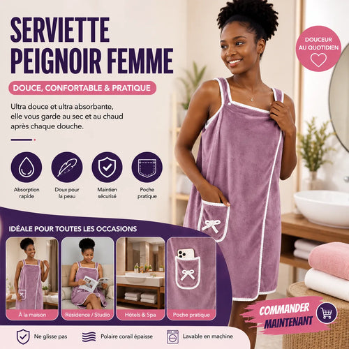 Serviette Enveloppante Femme – Confort Après la Douche