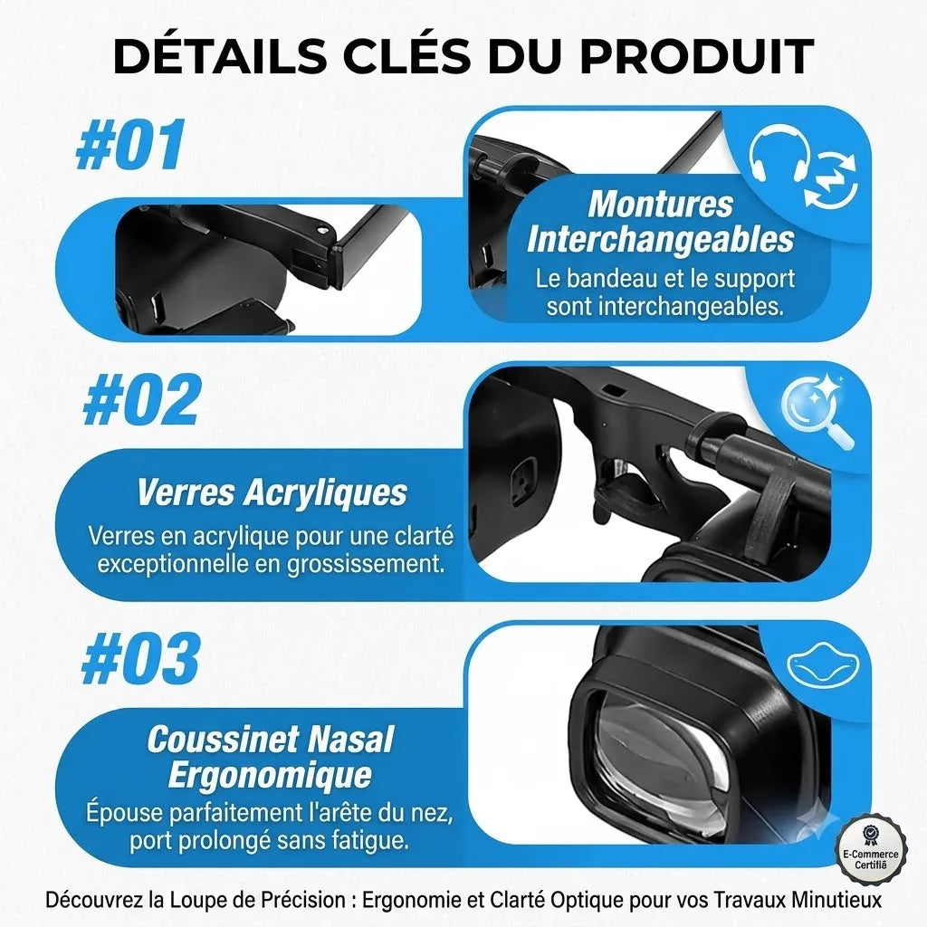 Loupe Frontale Professionnelle avec Éclairage LED Haute Précision