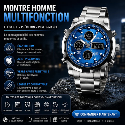 Montre Chronographe Homme Style Business & Sport