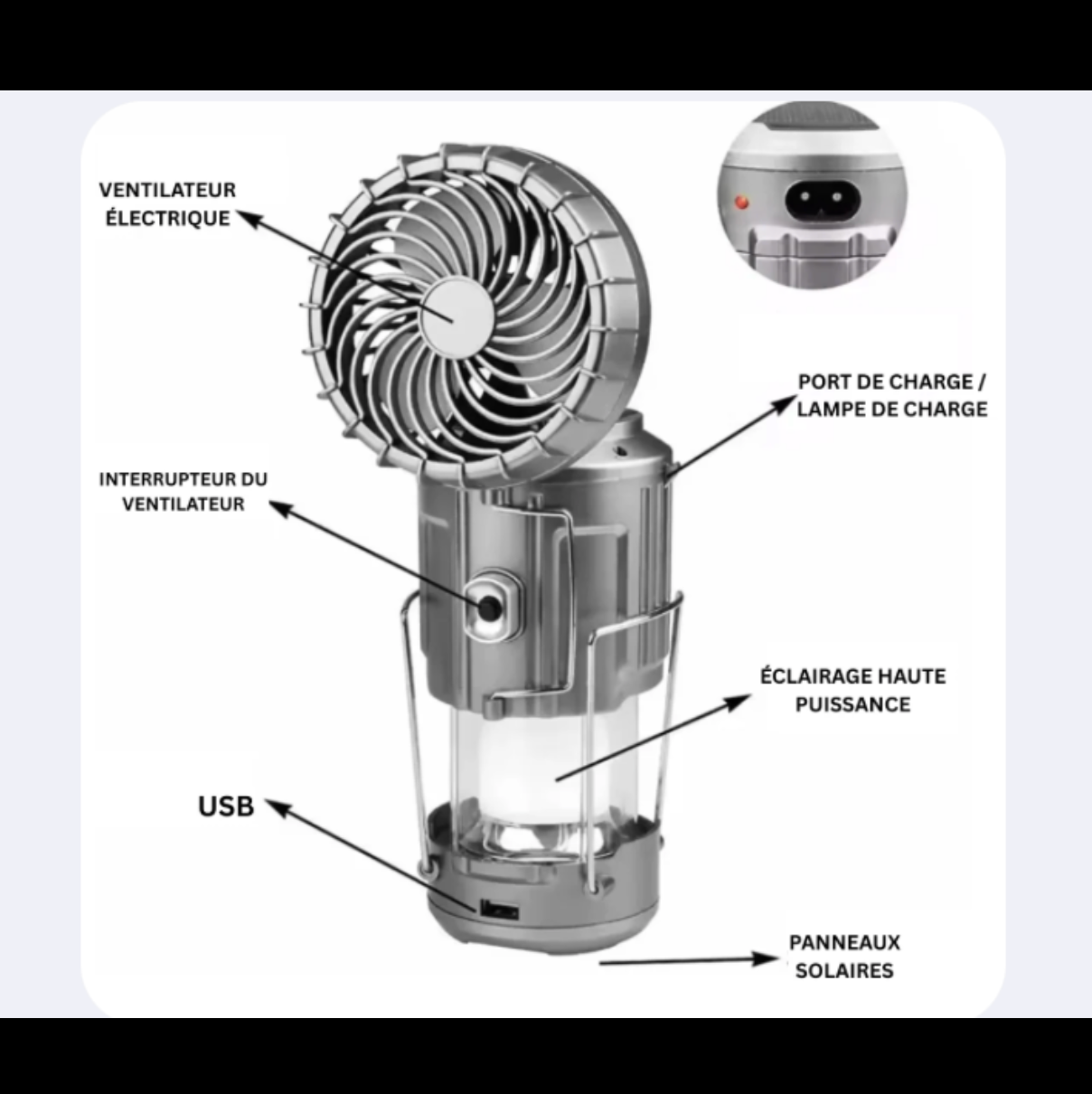 Lampe Multifonction 3-En-1 – Lumière, Ventilateur & Powerbank Intégrés