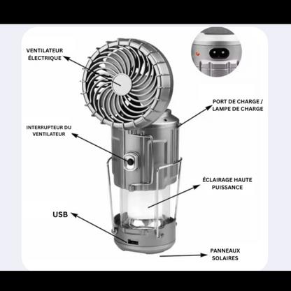 Lampe Multifonction 3-En-1 – Lumière, Ventilateur & Powerbank Intégrés