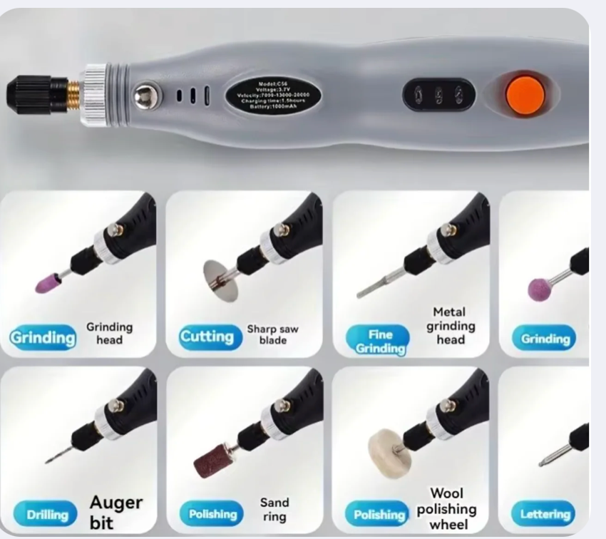 Mini Perceuse Électrique Rechargeable Gravure, Polissage Et Sculpture Sur Bois – Idéale Pour Le DIY Et Les Projets Créatifs