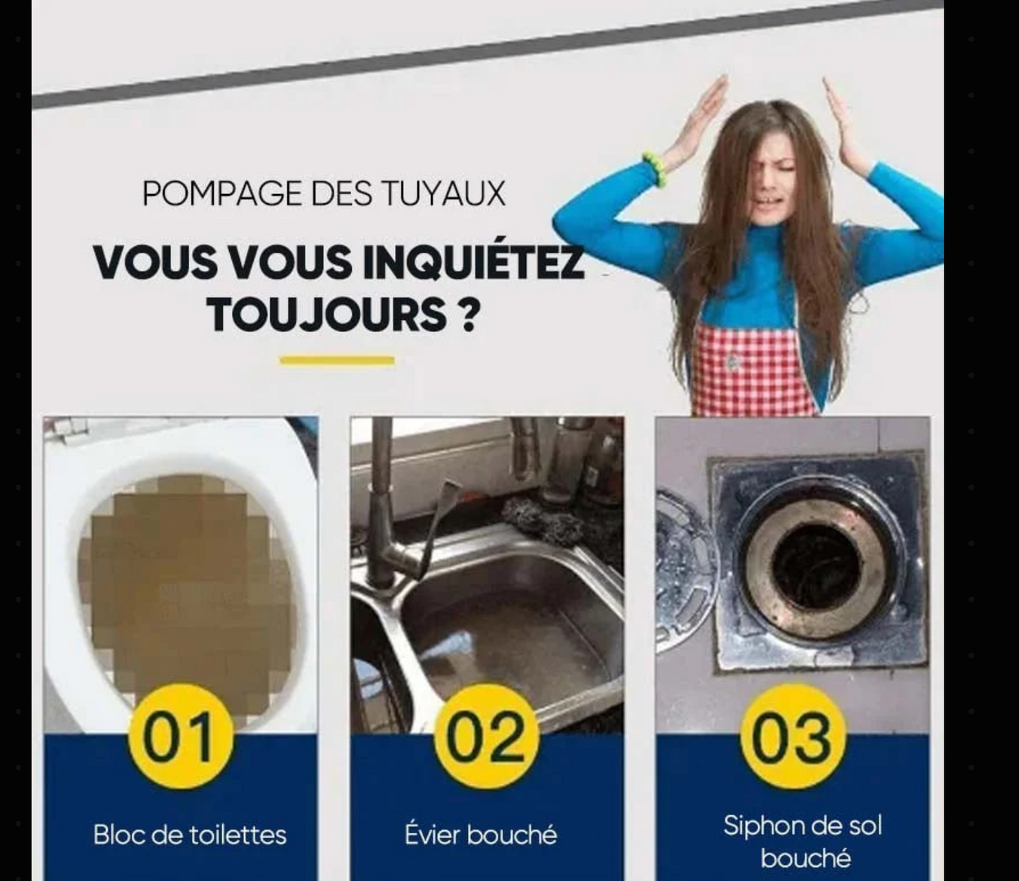 Déboucheur Nettoyant Puissant pour Éviers et Canalisations