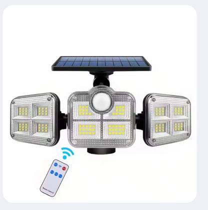 Éclairage Extérieur Solaire À 3 Têtes Orientables – 122 LED Ultra Puissantes, Étanche, 3 Modess