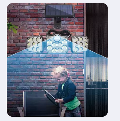 Éclairage Extérieur Solaire À 3 Têtes Orientables – 122 LED Ultra Puissantes, Étanche, 3 Modess