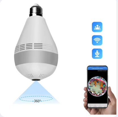 Caméra WiFi Lampe 360° Full HD Avec Vision Nocturne – Surveillance Discrète, Panoramique & Connectée