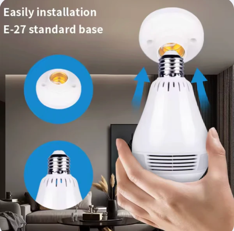 Caméra WiFi Lampe 360° Full HD Avec Vision Nocturne – Surveillance Discrète, Panoramique & Connectée