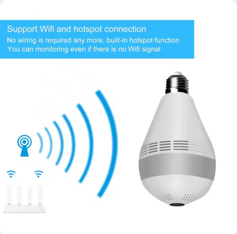 Caméra WiFi Lampe 360° Full HD Avec Vision Nocturne – Surveillance Discrète, Panoramique & Connectée