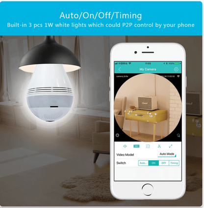Caméra WiFi Lampe 360° Full HD Avec Vision Nocturne – Surveillance Discrète, Panoramique & Connectée