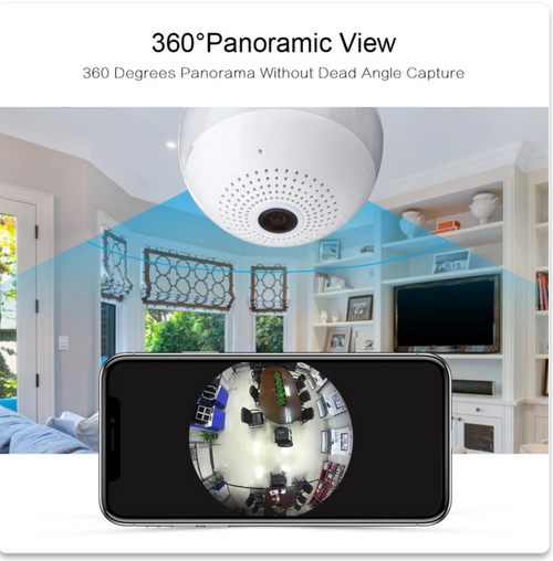 Caméra WiFi Lampe 360° Full HD Avec Vision Nocturne – Surveillance Discrète, Panoramique & Connectée