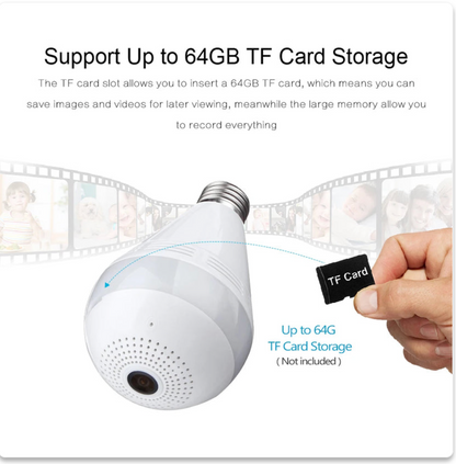 Caméra WiFi Lampe 360° Full HD Avec Vision Nocturne – Surveillance Discrète, Panoramique & Connectée