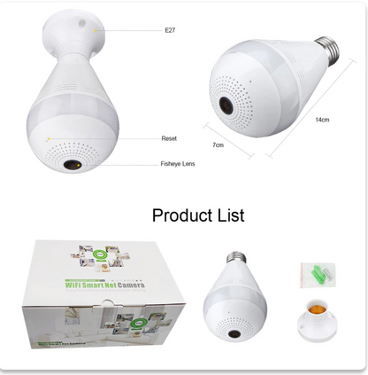 Caméra WiFi Lampe 360° Full HD Avec Vision Nocturne – Surveillance Discrète, Panoramique & Connectée