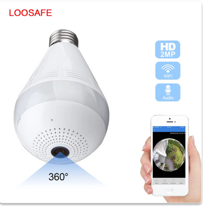 Caméra WiFi Lampe 360° Full HD Avec Vision Nocturne – Surveillance Discrète, Panoramique & Connectée