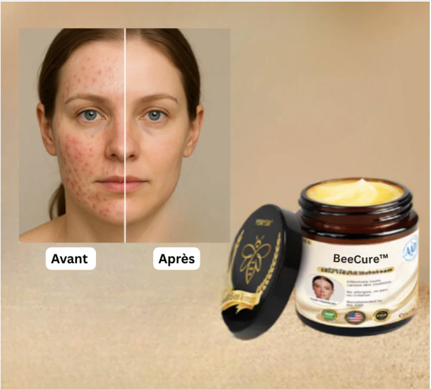 BeeCure™ Crème Régénérante au Venin d’Abeille | Répare votre peau en 24 heures!